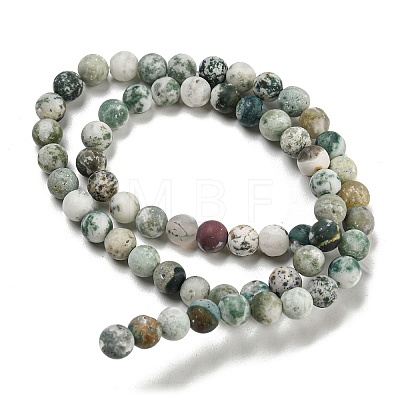 Natural Tree Agate Frosted Agate Round Gemstone Beads Strands G-O151-01-6mm-1