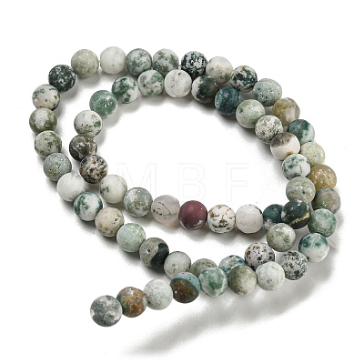 Natural Tree Agate Frosted Agate Round Gemstone Beads Strands G-O151-01-6mm-1