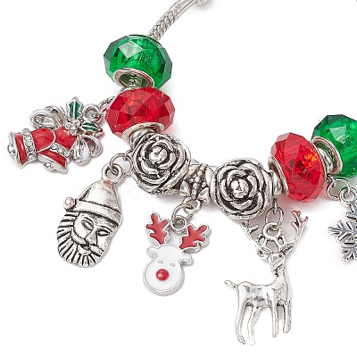 Christmas Theme Glass & Alloy European Beads Bracelets for Women BJEW-JB11198-01-1