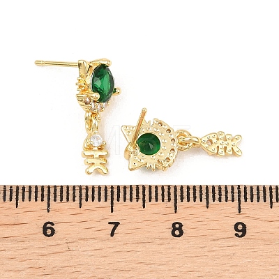 Brass Micro Pave Cubic Zirconia Dangle Stud Earrings EJEW-F405-24G-04-1