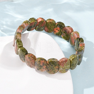 Natural Unakite Beaded Stretch Bracelets for Unisex G-K303-01D-1
