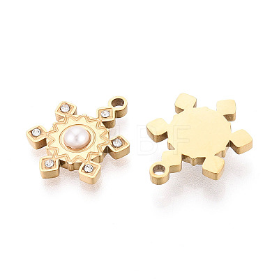 304 Stainless Steel Rhinestone & ABS Imitation Pearl Pendants STAS-T074-11G-1