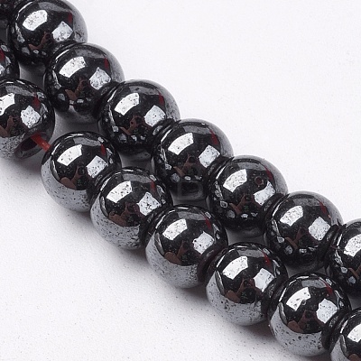 Magnetic Synthetic Hematite Beads Strands G-Q893-6mm-1