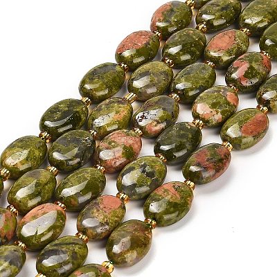 Natural Unakite Beads Strands G-H005-A06-02-1