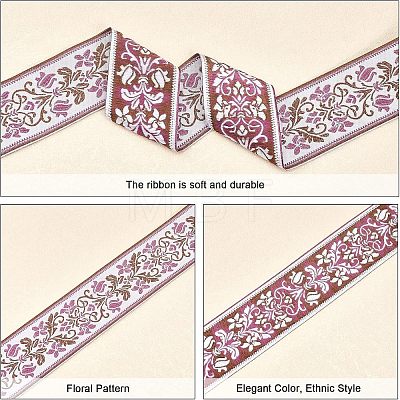 Ethnic style Embroidery Polyester Ribbons OCOR-WH0079-25D-1