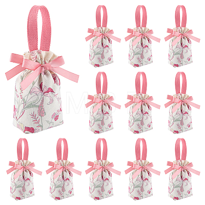 Flower Print Canvas Cloth Wedding Candy Tote Bags ABAG-WH0072-044A-1