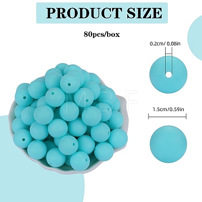 80Pcs Round Silicone Focal Beads SIL-SZ0001-24-33-1