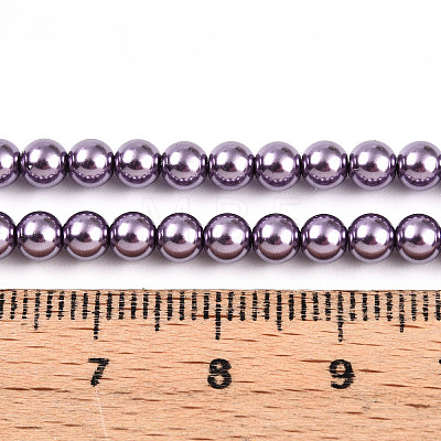 Baking Paint Pearlized Glass Pearl Bead Strands HY-N002-4mm-A14-1