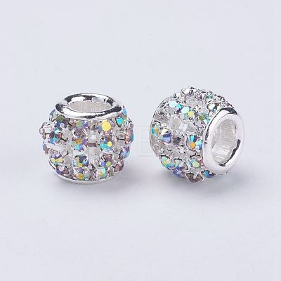 Silver Color Plated Alloy Grade A Rhinestone European Beads CPDL-J024-02S-1