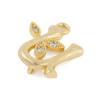 Brass Crystal Rhinestone Letter Links Connector Charms KK-S395-06G-U-1