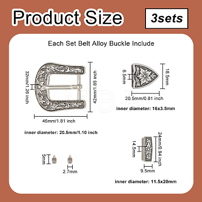 Belt Alloy Buckle Sets FIND-WH0155-038-1