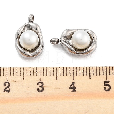 304 Stainless Steel Inlay ABS Pearl Pendants STAS-S131-02P-1