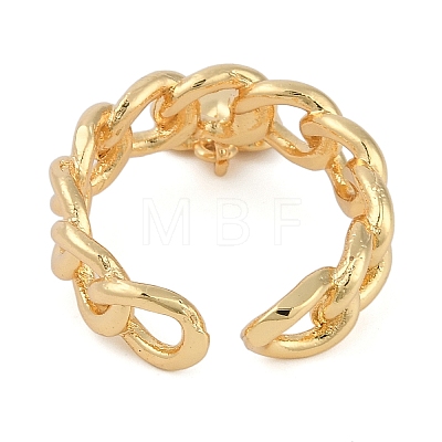 Brass Heart Charm Open Cuff Ring KK-D080-09G-1