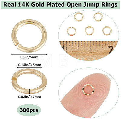 Beebeecraft 300Pcs Brass Jump Rings KK-BBC0013-44-1