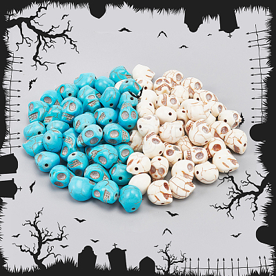  4 Strands 2 Colors Synthetical Turquoise Beads Strands TURQ-NB0001-16-1