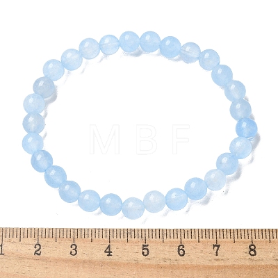 Natural & Dyed White Jade Bead Stretch Bracelets BJEW-K212-A-018-1