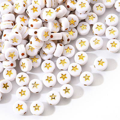 White Opaque Acrylic Beads PACR-YW0001-04A-1