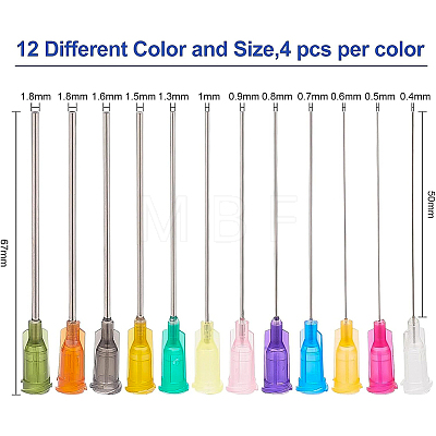 48Pcs 12 Style Plastic Fluid Precision Blunt Needle Dispense Tips TOOL-BC0001-24-1
