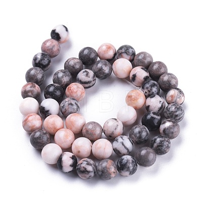 Natural Pink Zebra Jasper Beads Strands G-K410-04-8mm-1