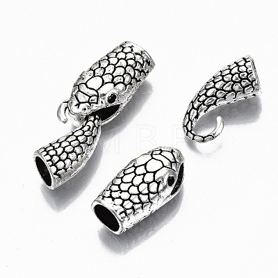 Tibetan Style Alloy Hook and Snake Head Clasps X-TIBE-N011-040AS-RS-1