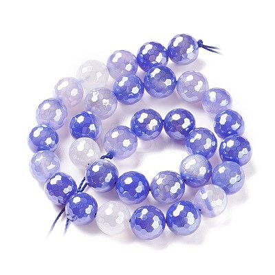 Round Natural Electroplated Blue Agate Beads G-P447-A01-01-1