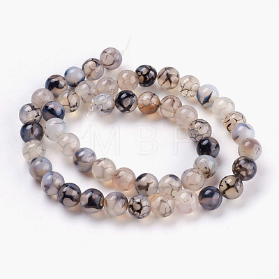 Round Natural Dragon Veins Agate Beads Strands G-S124-8mm-1