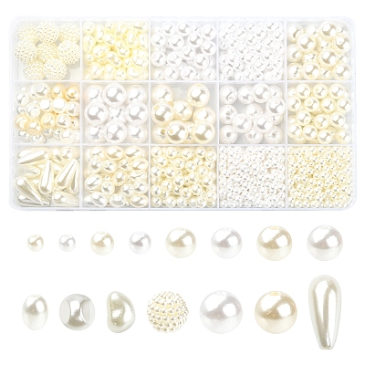 Imitation Pearl Acrylic Beads & ABS Plastic Imitation Pearl Beads DIY-FS0003-31-1