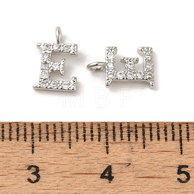 Initial Letter Brass Micro Pave Cubic Zirconia Pendants ZIRC-F008-E-1