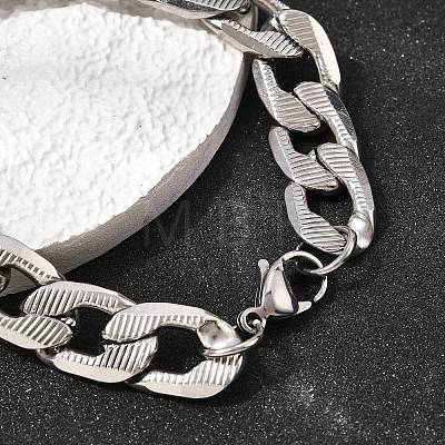 201 Stainless Steel Cuban Link Chains Bracelets for Women Men STAS-T077-19A-01P-1