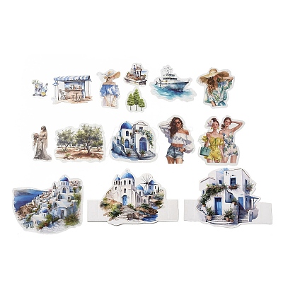 15Pcs Travel Theme DIY Picture Stickers STIC-U004-03B-1