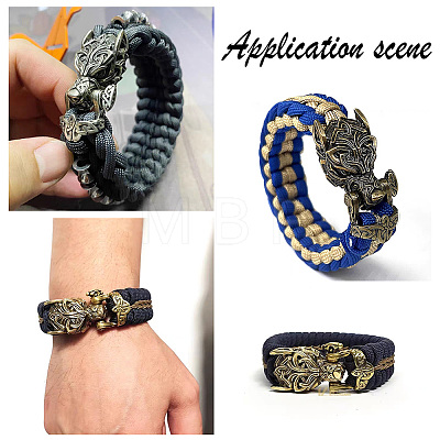 HOBBIESAY 1PC Tibetan Style Wolf Shaped Brass Shackle Clasps FIND-HY0002-78-1