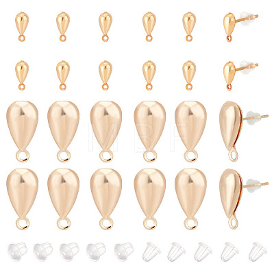 48Pcs 2 style Brass Stud Earring Findings KK-BC0009-65-1