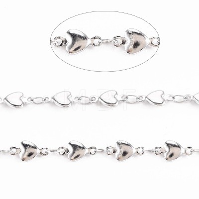 201 Stainless Steel Heart & Oval Link Chains STAS-N092-108-1