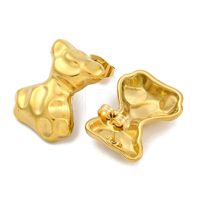 Bowknot Ion Plating(IP) 304 Stainless Steel Stud Earrings EJEW-H013-30G-1