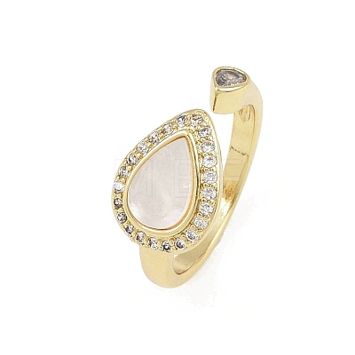 Brass Micro Pave Cubic Zirconia Open Cuff Rings for Women LS-RJEW-K308-03A-G-1
