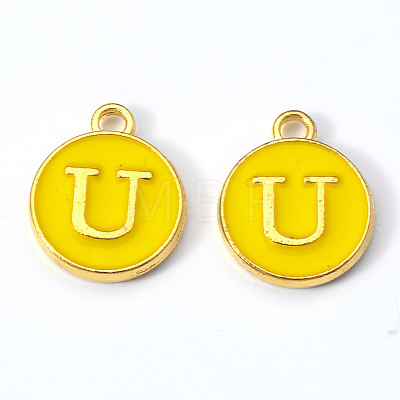 Golden Plated Alloy Enamel Charms ENAM-S118-09U-1