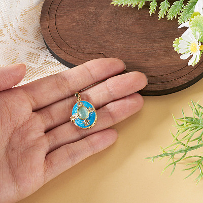 1Pc Brass Enamel Locket Pendants FIND-TA0010-71A-1