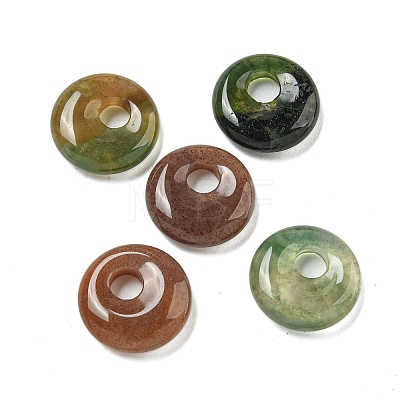 Natural Indian Agate Donut/Pi Disc Charms G-G142-02R-1