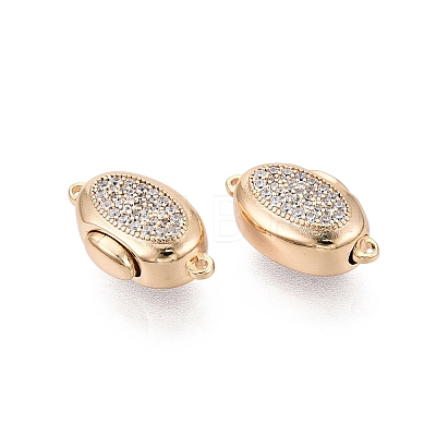 Brass Micro Pave Clear Cubic Zirconia Box Clasps KK-Q074-06G-1