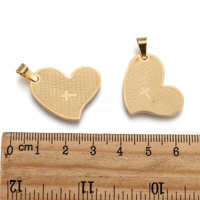 304 Stainless Steel Heart Lord's Prayer Cross Pendants X-STAS-O065-15-1