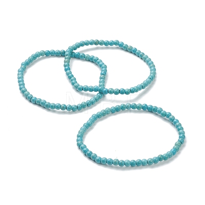 Synthetic Turquoise Beaded Stretch Bracelets BJEW-D446-A-18-1