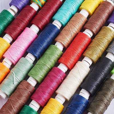 12Rolls 12 Colors Waxed Polyester Cord YC-SZ0001-03C-1