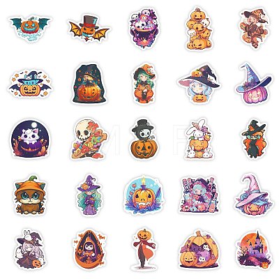 50Pcs Halloween PVC Adhesive Waterproof Stickers PW-WG3F5AA-01-1