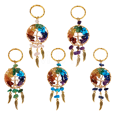 5Pcs 5 Style Gemstone Keychain KEYC-TA0001-18-1