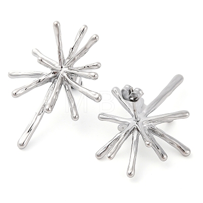 304 Stainless Steel Snowflake Stud Earrings for Women EJEW-U023-03P-1