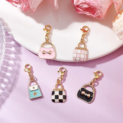 5Pcs Bag Alloy Enamel Pendant Decoration AL-CJA51C-G-1