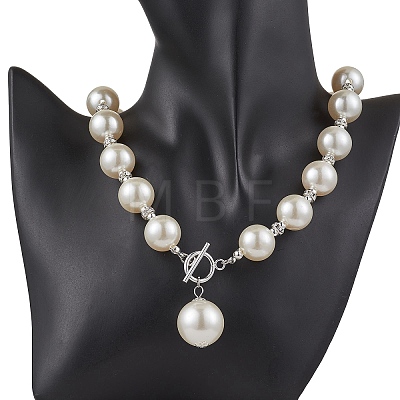 Imitation White Pearl Acrylic Beaded Necklaces NJEW-JN05122-01-1