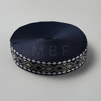 Rhombus Vintage Jacquard Polyester Ribbon OCOR-WH0105-182A-01-1
