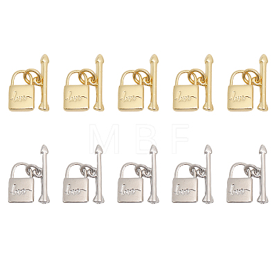 10 Sets 2 Colors Rack Plating Brass Toggle Clasps ZIRC-CA0001-21-1