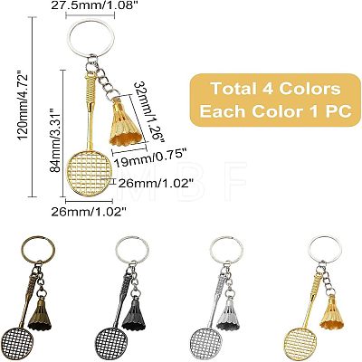 Unicraftale 4Pcs 4 Colors Zinc Alloy Keychain KEYC-UN0001-07-1